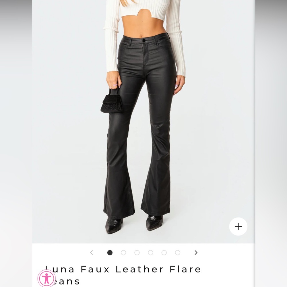 Edikted Luna Faux Leather Flare Jeans